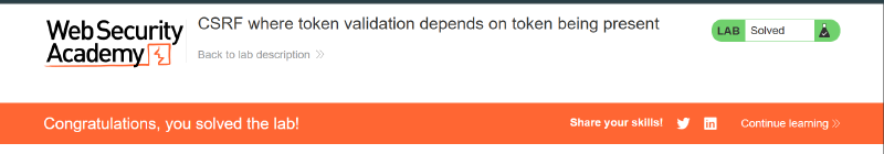 Figure 5: Target application confirming lab completion upon victim account email modification