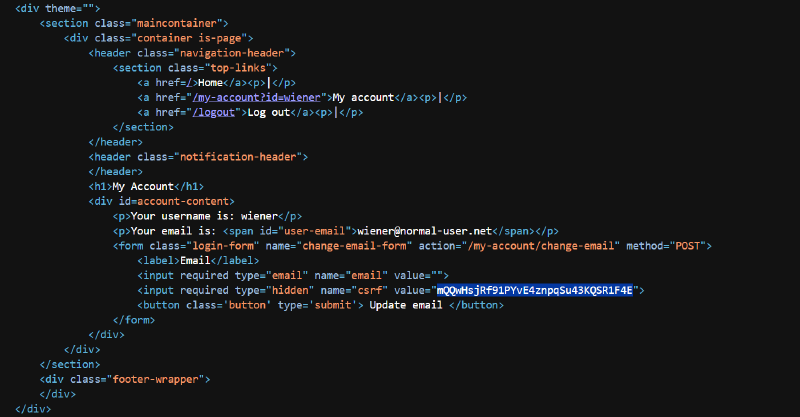 Figure 6: Harvesting a fresh unconsumed CSRF token from Wiener