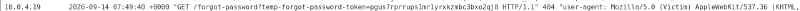 Figure 7: Access Log recording the victim’s request containing the sensitive reset token