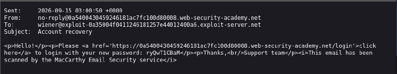 Figure 3: Raw HTML email source revealing login link and temporary password