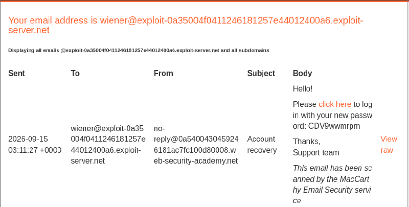 Figure 6: Email displaying link with injected port number
