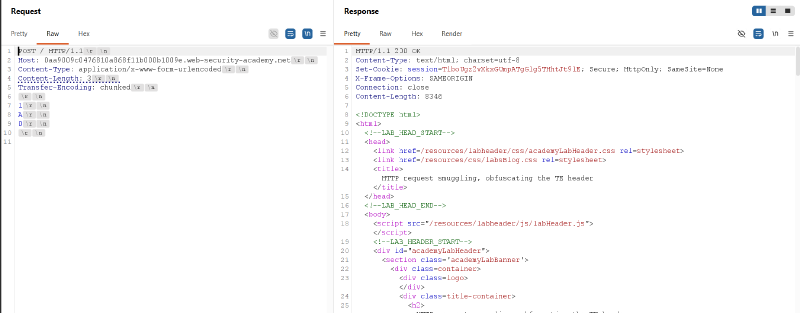Figure 1: Verifying default RFC-compliant Transfer-Encoding prioritization with a 200 OK response