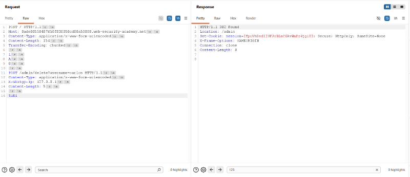 Figure 11: Execution response returning HTTP/1.1 302 Found redirect