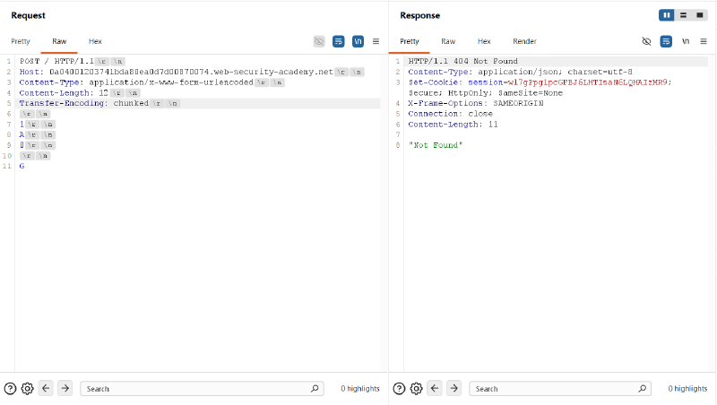 Figure 3: Subsequent request returning 404 Not Found due to GPOST routing failure