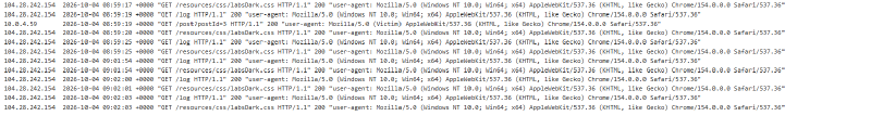 Figure 11: Exploit server access log confirming victim browser fetched the malicious JavaScript payload