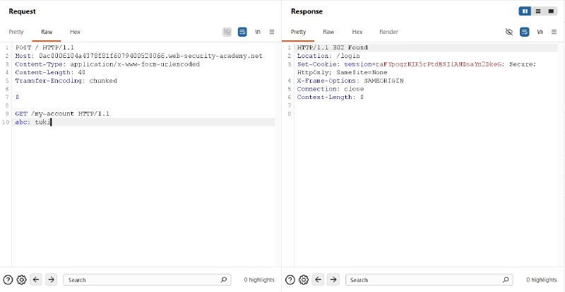 Figure 5: Receiving 302 Found to /login - Verifying stranded prefix