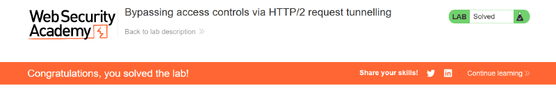 Figure 15: PortSwigger Web Security Academy confirmation banner indicating lab solved