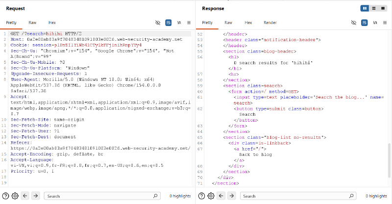 Figure 5: Verifying search query reflection sink in response