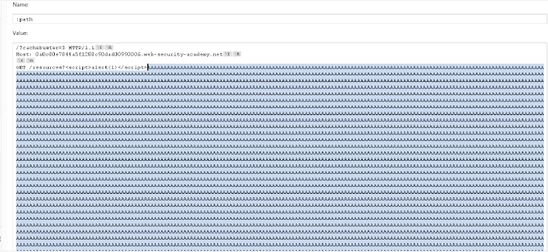 Figure 13: Padding query string with 8,700 characters to fulfill expected length