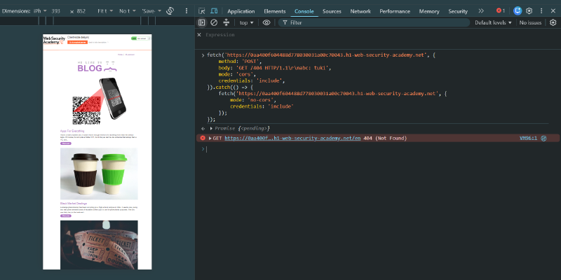 Figure 5: Executing desynchronization probe script in Chrome Developer Tools console