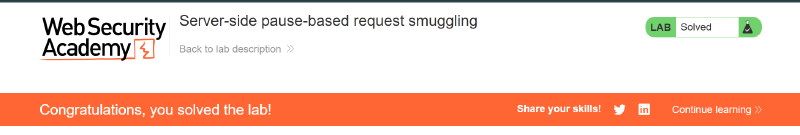 Figure 10: PortSwigger Web Security Academy lab solved confirmation banner