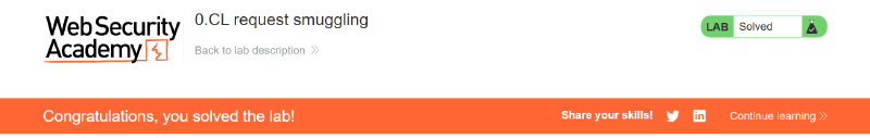Figure 10: Official PortSwigger Web Security Academy confirmation banner